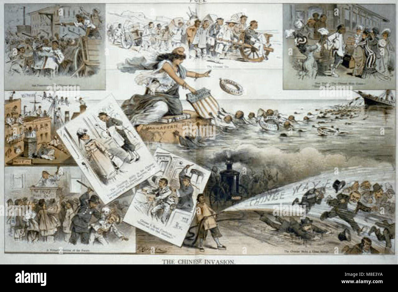 Questa immagine illustra l'invasione cinese, raffigurando l'azione militare durante un evento storico chiave. L'immagine riflette un momento nel conflitto militare, sottolineando l'intensità della situazione. Foto Stock