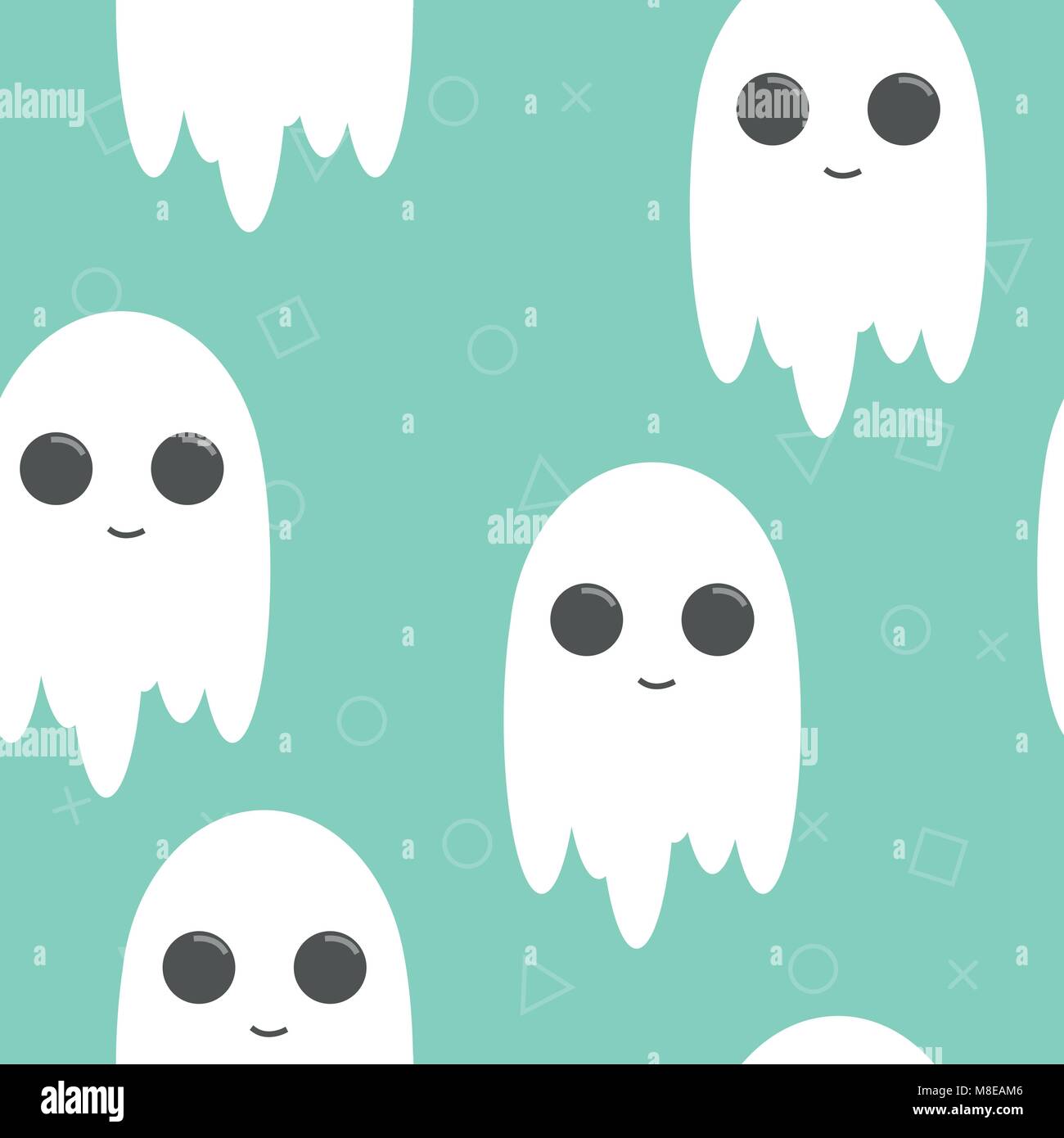 Sfondo di Halloween. Modello senza giunture di Cartoon carino fantasmi Illustrazione Vettoriale