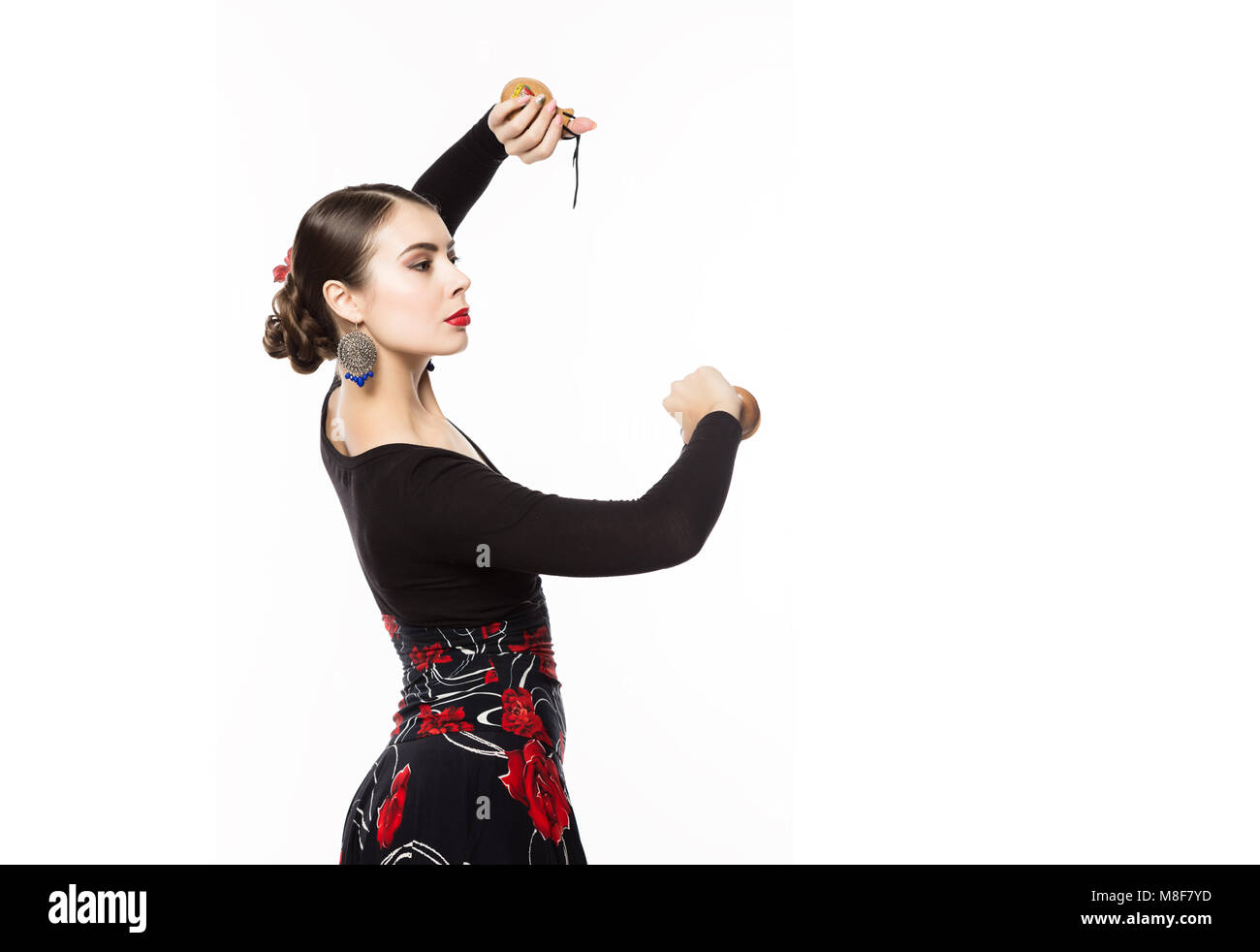 La ballerina di flamenco su uno sfondo luminoso. spazio libero per il testo Foto Stock