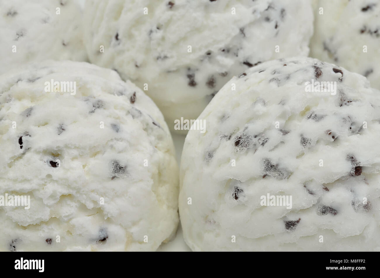 Palline di Stracciatella gelato, macro, extreme close up, full frame Foto Stock