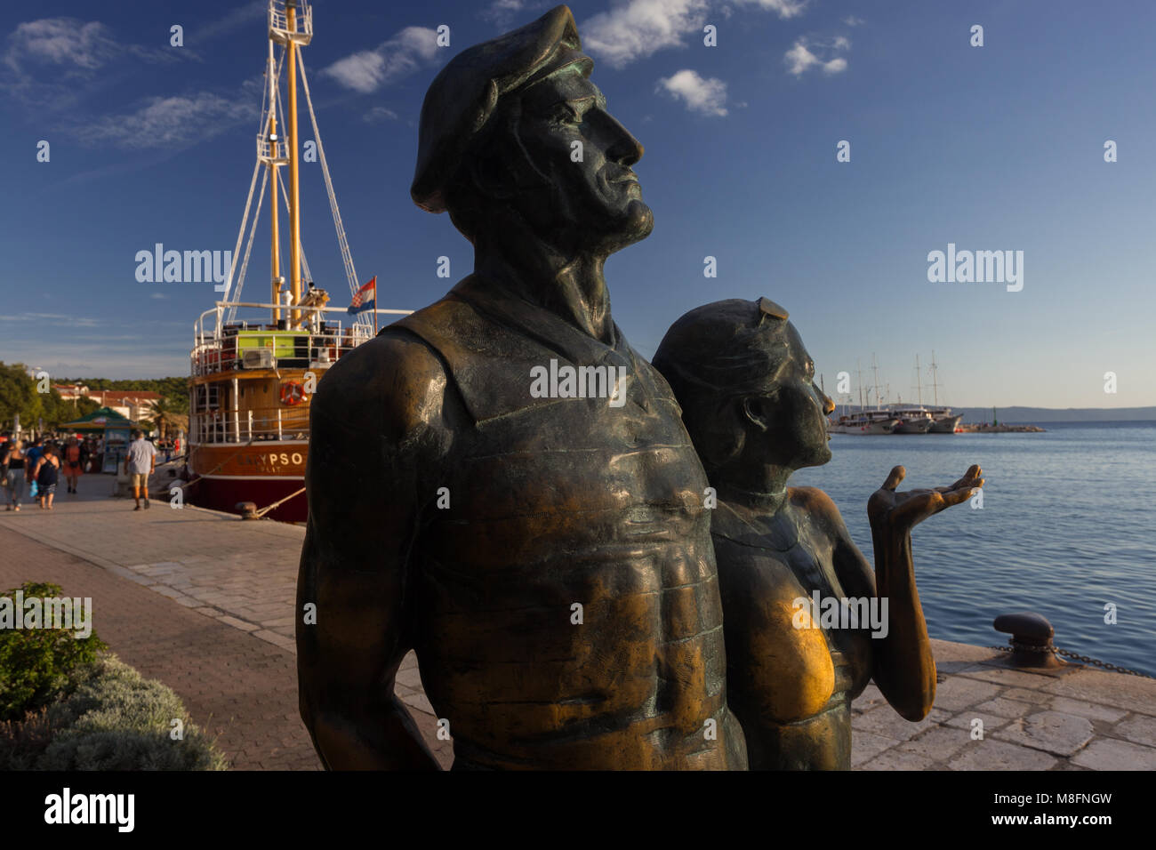 Un monumento di un turista in città Makarska, Dalmazia, Croazia Foto Stock