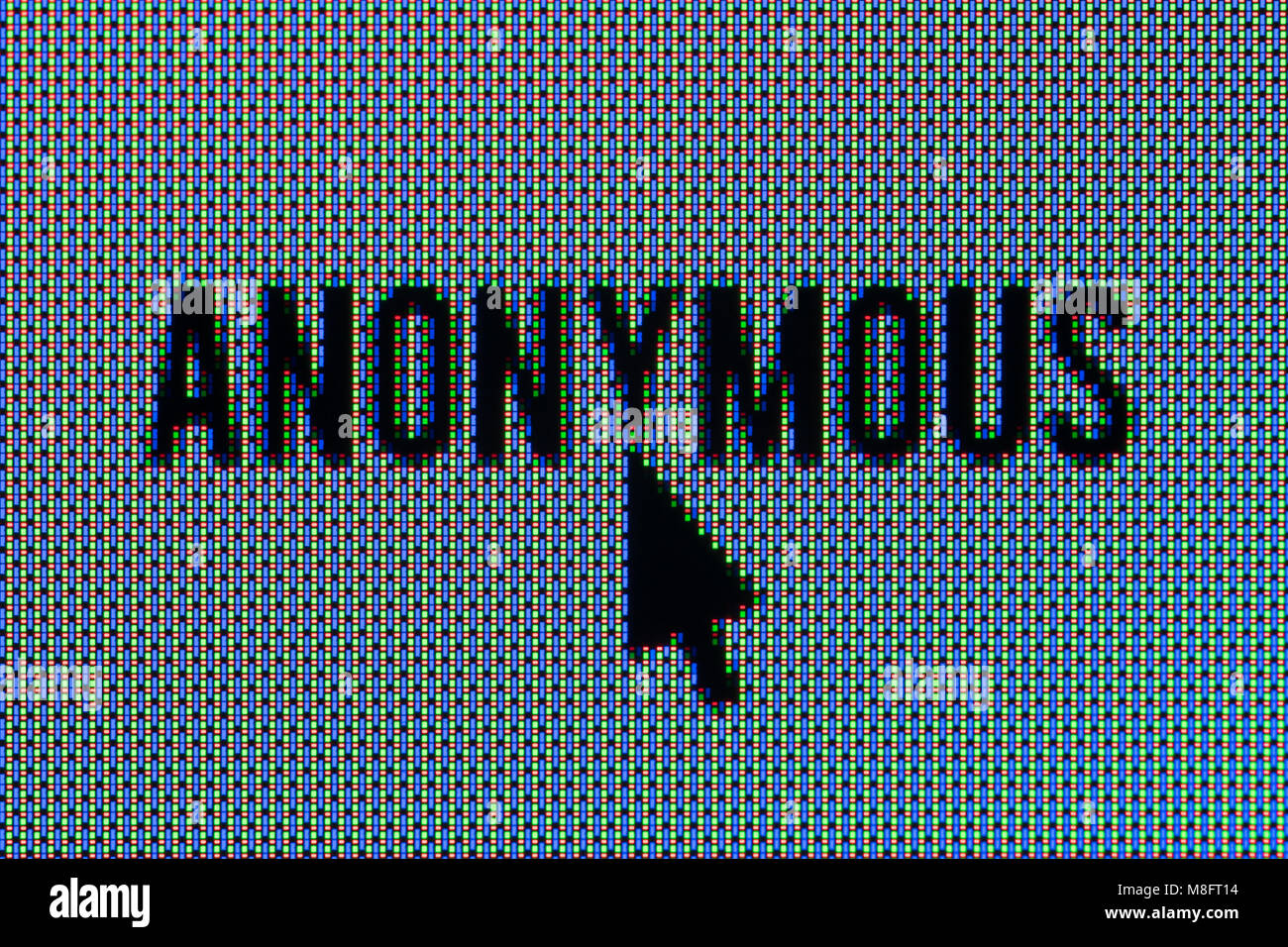 Testo anonimo super macro in schermo OLED con il mouse Foto Stock