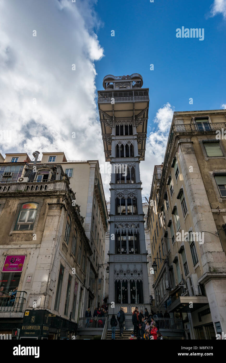 Elevador de Santa Justa, Lisbona, Portogallo Foto Stock