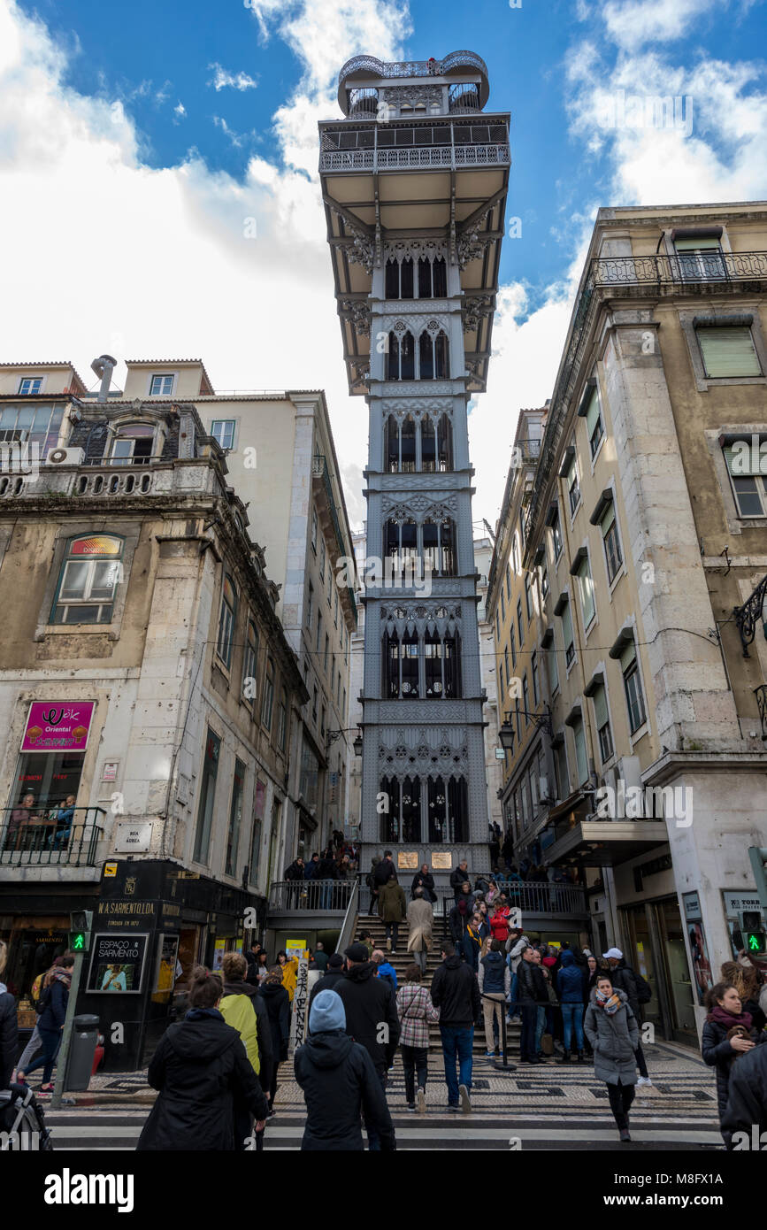 Elevador de Santa Justa, Lisbona, Portogallo Foto Stock