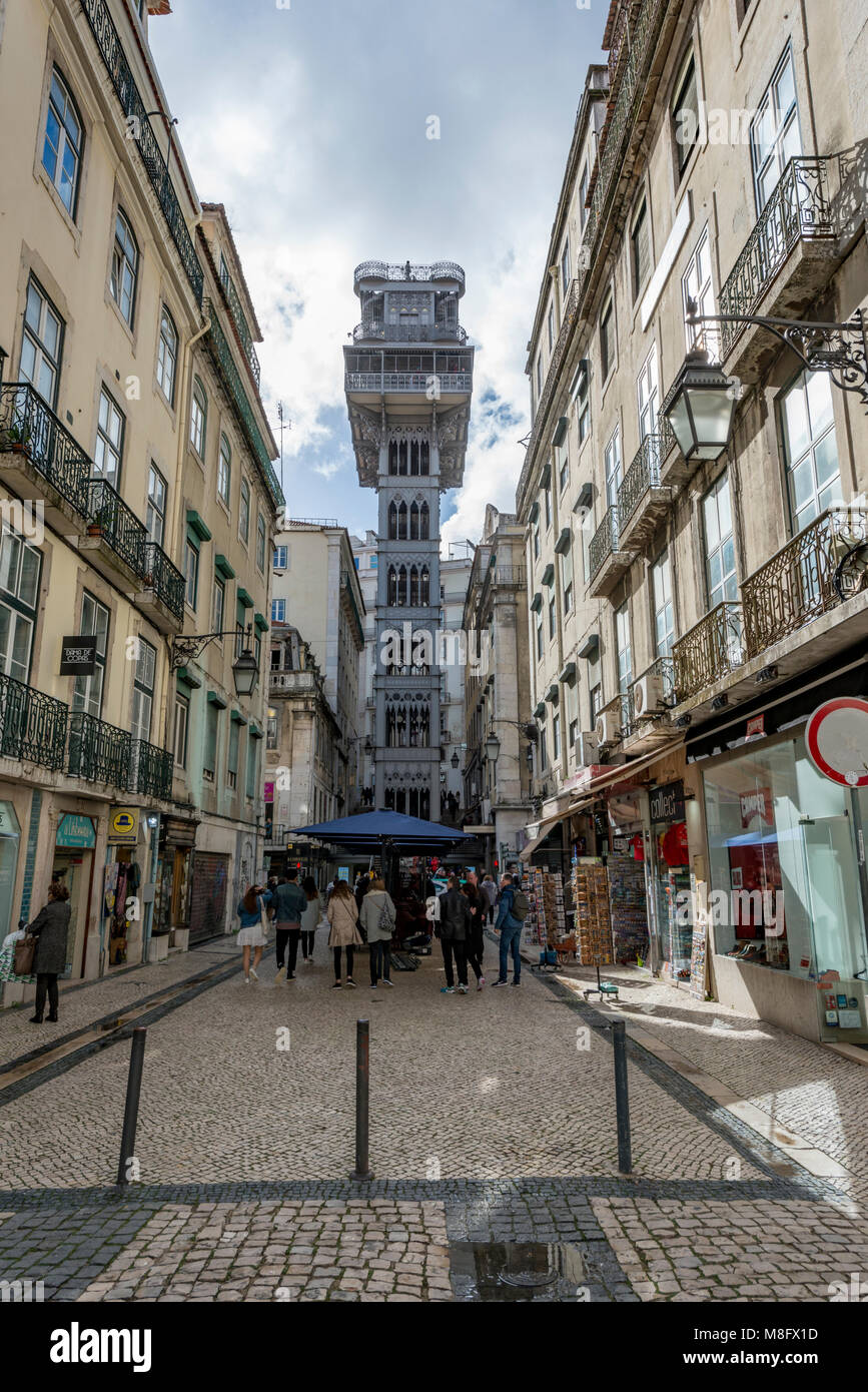 Elevador de Santa Justa, Lisbona, Portogallo Foto Stock