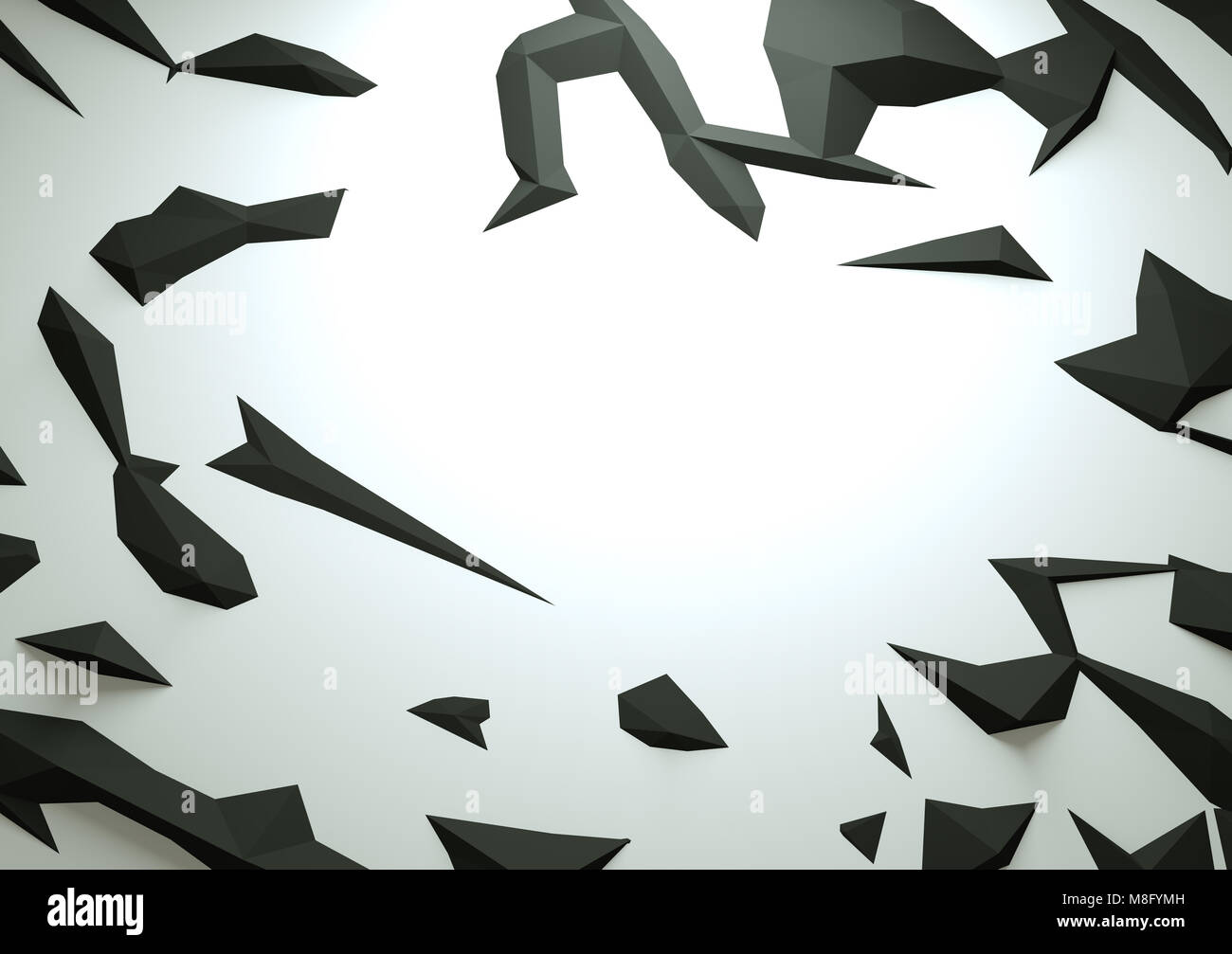 Abstract rendering 3D bassa geometrica poli dello sfondo. Monocromatico Foto Stock