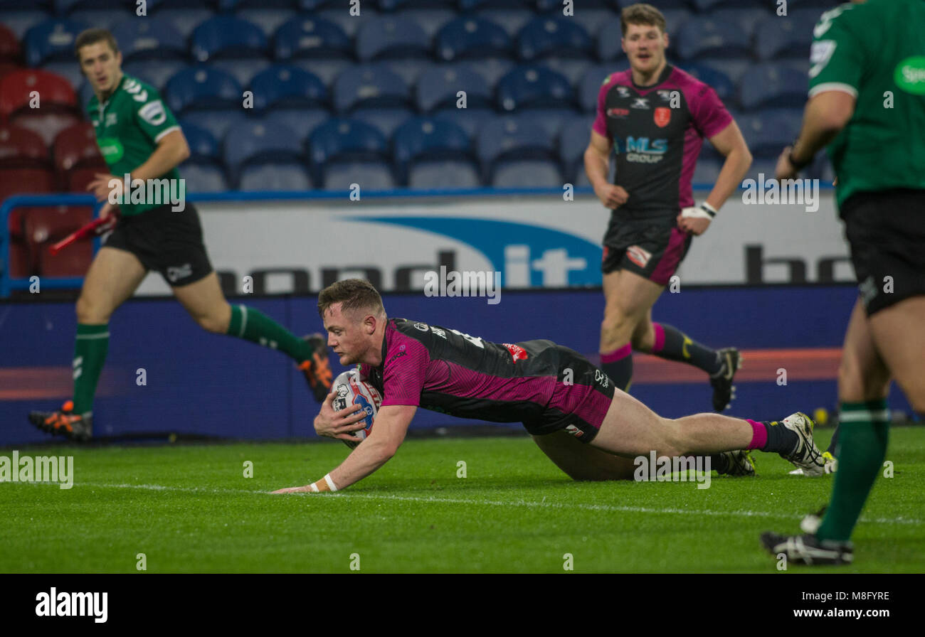 Il 15 marzo 2018, John Smiths Stadium, Huddersfield, Inghilterra; Betfred Super League Rugby, Huddersfield Giants versus Hull KR; Hull KR Andrew Hefferna Foto Stock