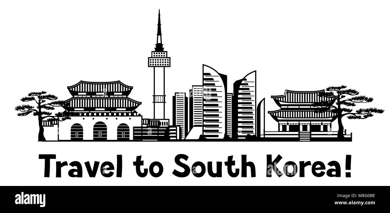 Corea il design dello sfondo. Il coreano simboli tradizionali e oggetti Illustrazione Vettoriale