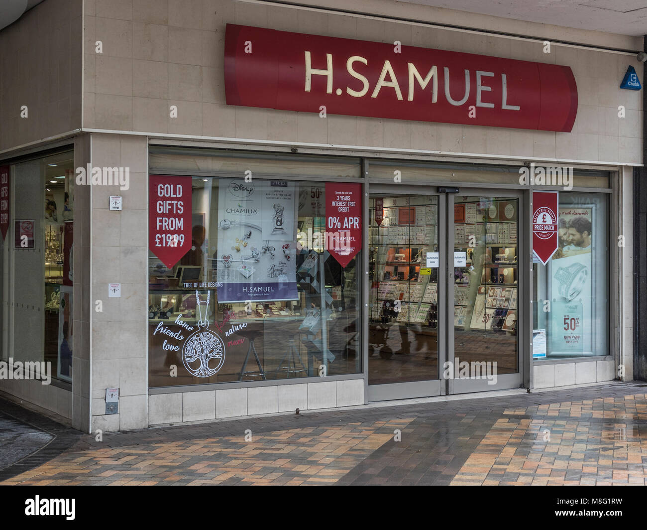 H Samuel gioiellerie, Stockport centro città zona commerciale, Merseyway Foto Stock
