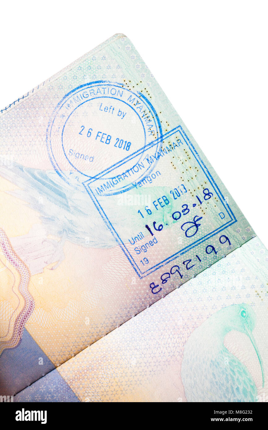 Passaporto britannico con timbro del myanmar immagini e fotografie