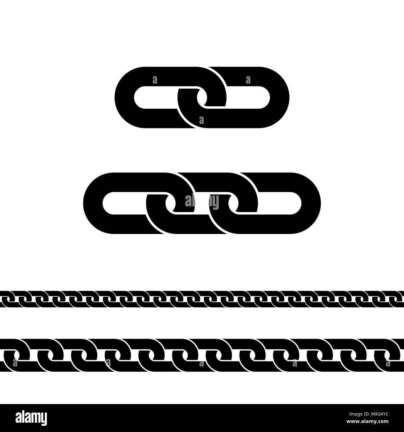 Catena icona nera. Il simbolo di collegamento per la progettazione di un sito web, il logo, app, UI. Illustrazione di vettore isolato su sfondo bianco Illustrazione Vettoriale