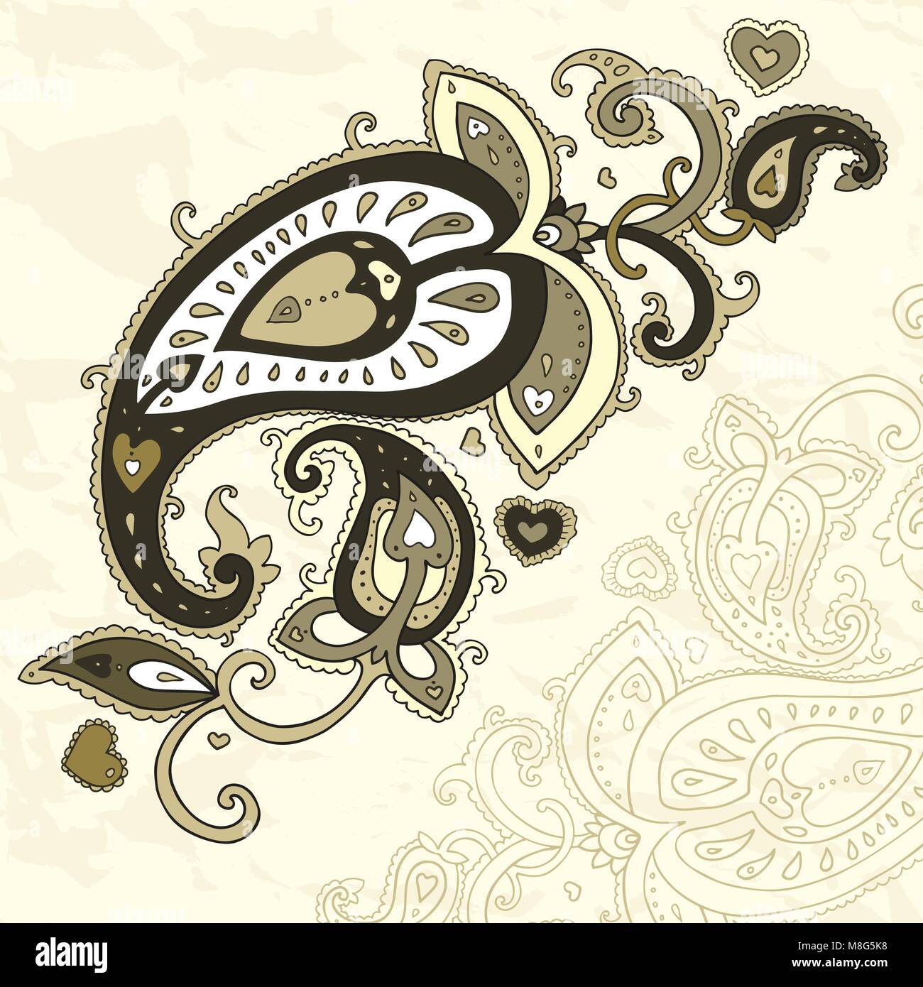 Disegnato a mano ornamento di Paisley. Illustrazione Vettoriale