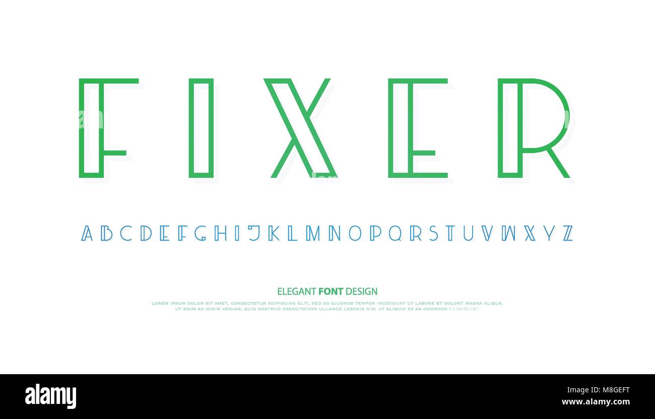 Alfabeto regolari lettere. vettore di tipo font. Design moderno simboli lettering. cool, display typesetting. linea sottile modello carattere tipografico Illustrazione Vettoriale