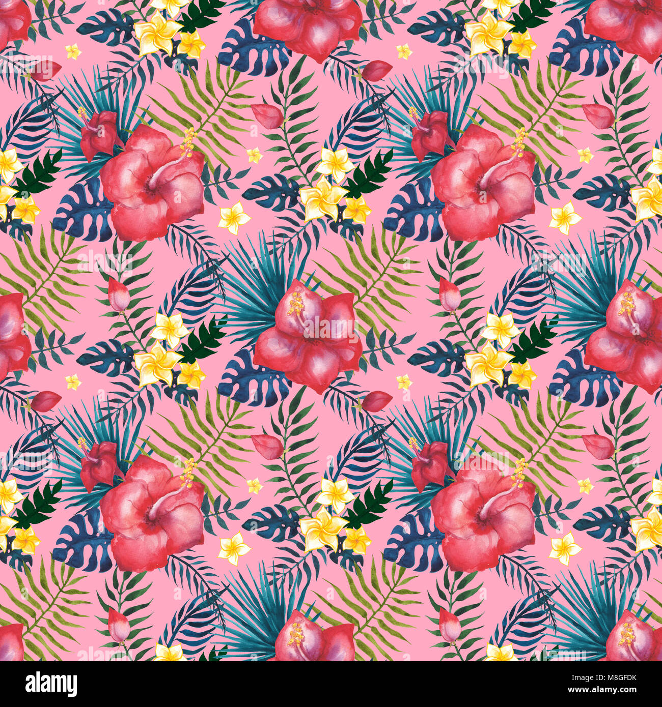 Seamless pattern tropicale di foglia di palma. Sfondo astratto Foto Stock