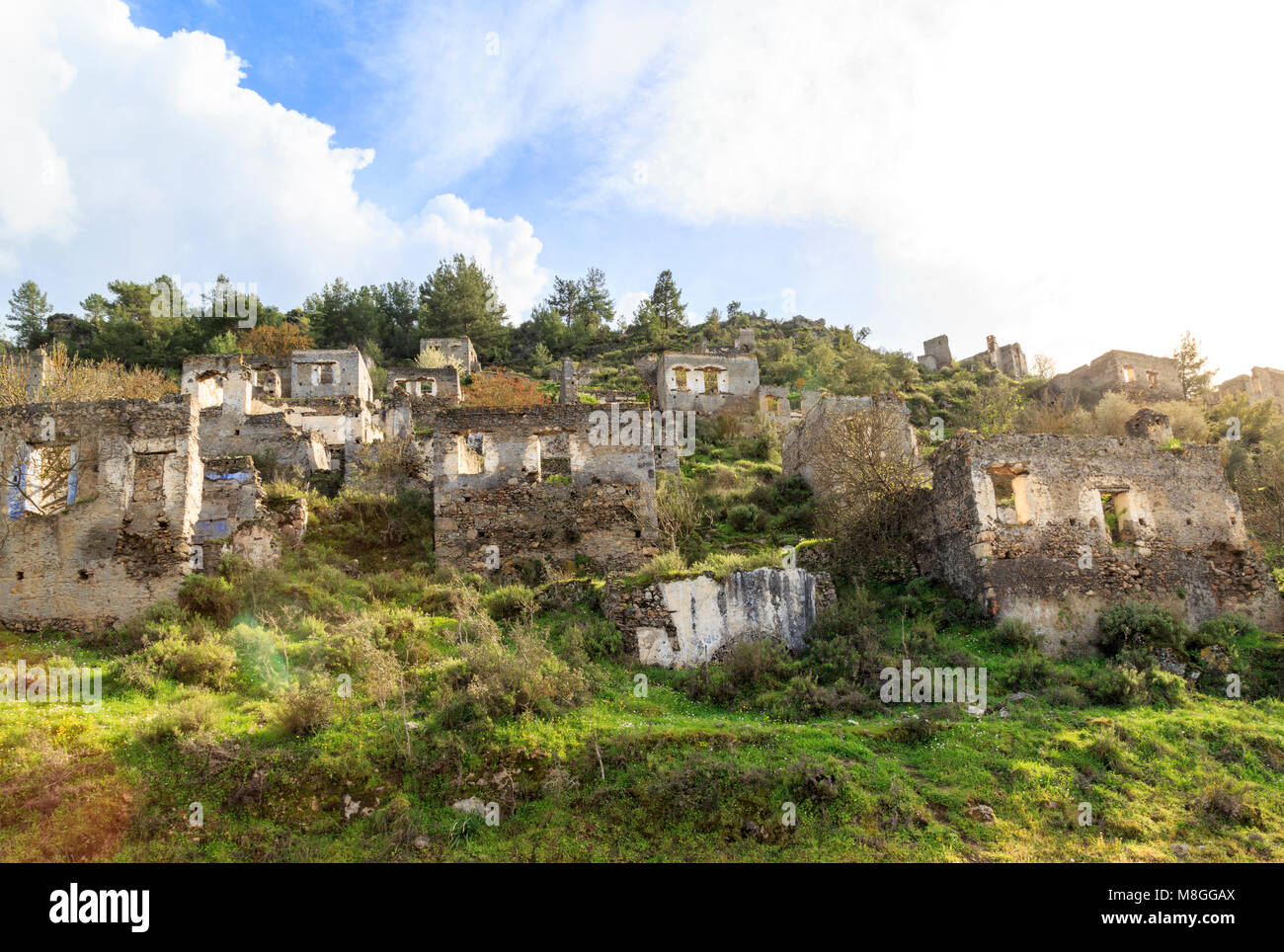 Kayakoy (karmylassos) vecchio villaggio greco di Fethiye, Turchia Foto Stock