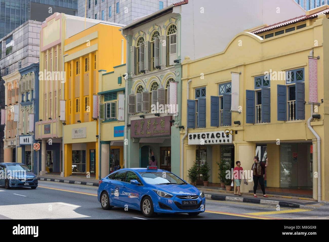 Botteghe sul South Bridge Road, Chinatown, il quartiere di Outram, zona centrale, Singapore Island (Pulau Ujong), Singapore Foto Stock