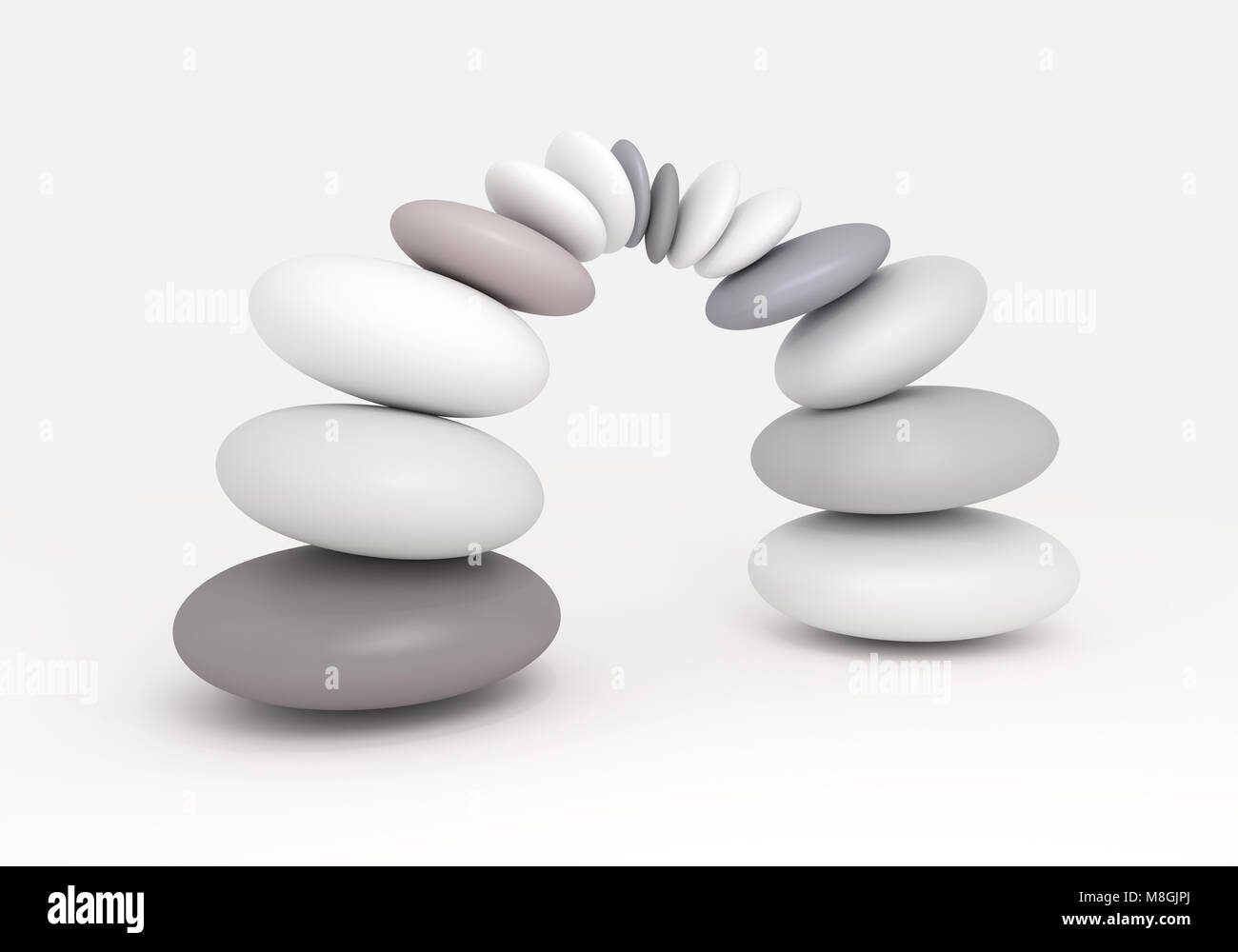 Cumulo di pietre isolati su sfondo bianco.il rendering 3D Foto Stock