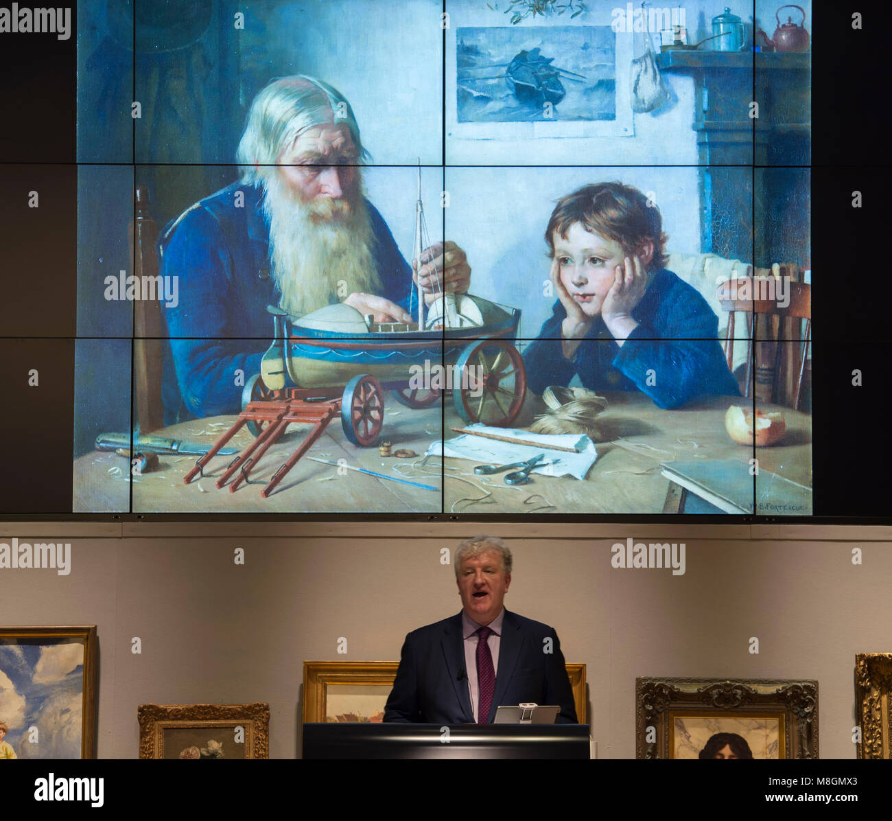 Il 14 marzo 2018. Il XIX secolo Europeo, Vittoriano e British arte impressionista vendita a Bonhams a Londra. Credito: Malcolm Park/Alamy Foto Stock