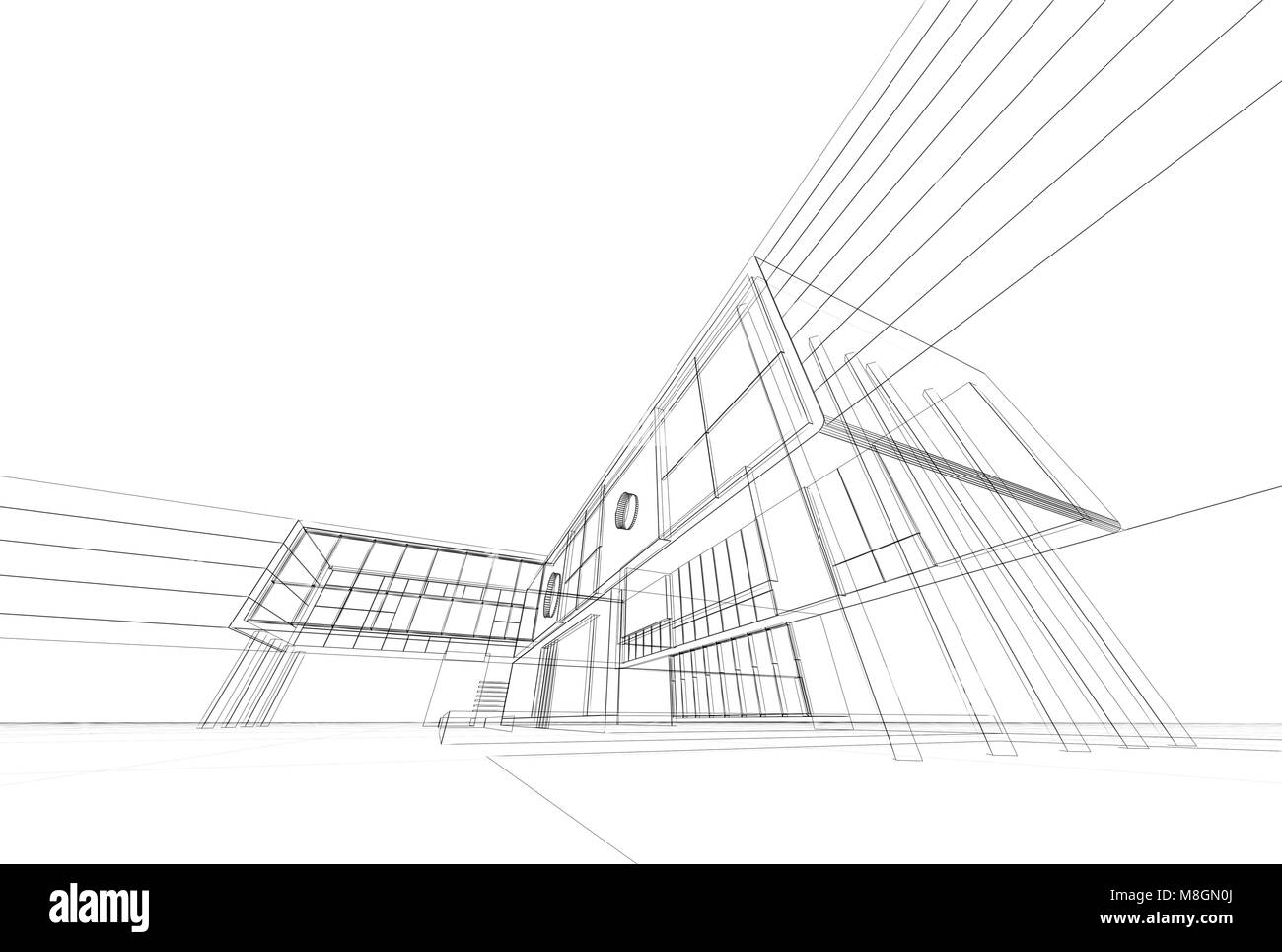 Blueprint architettura rendering 3D Foto Stock