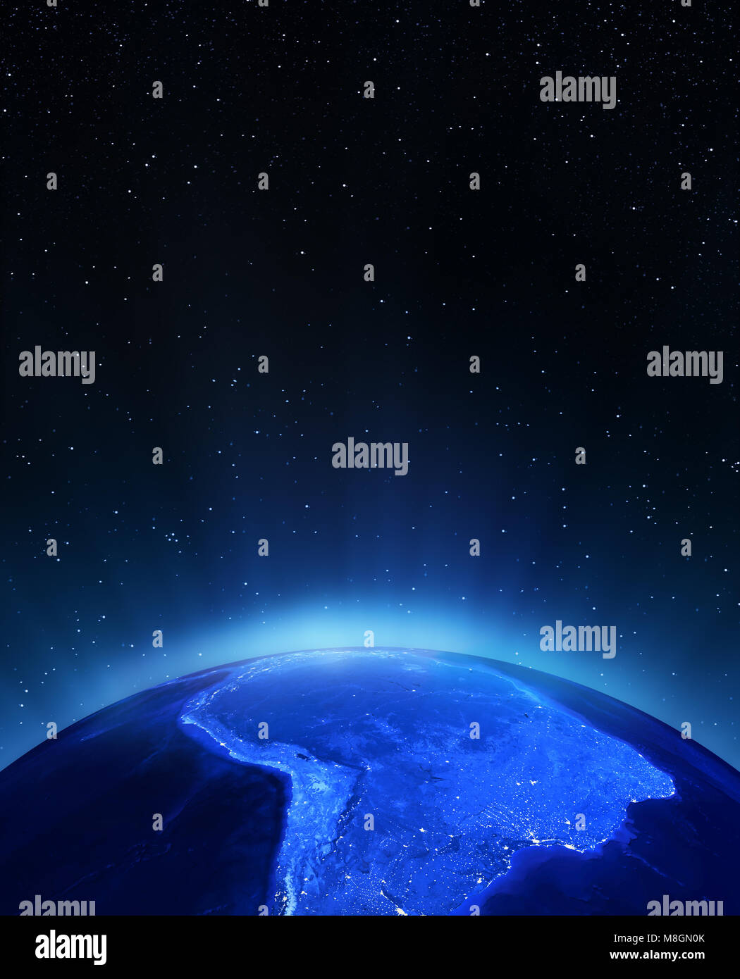 Sud America di notte il rendering 3D Foto Stock