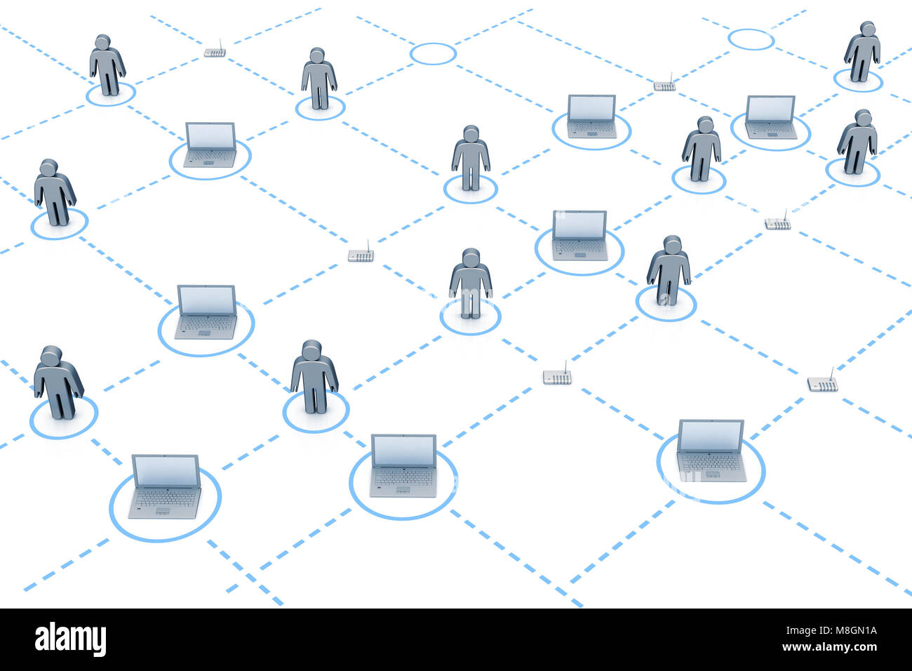 Comunicazione di rete sfondo grafico 3D rendering Foto Stock