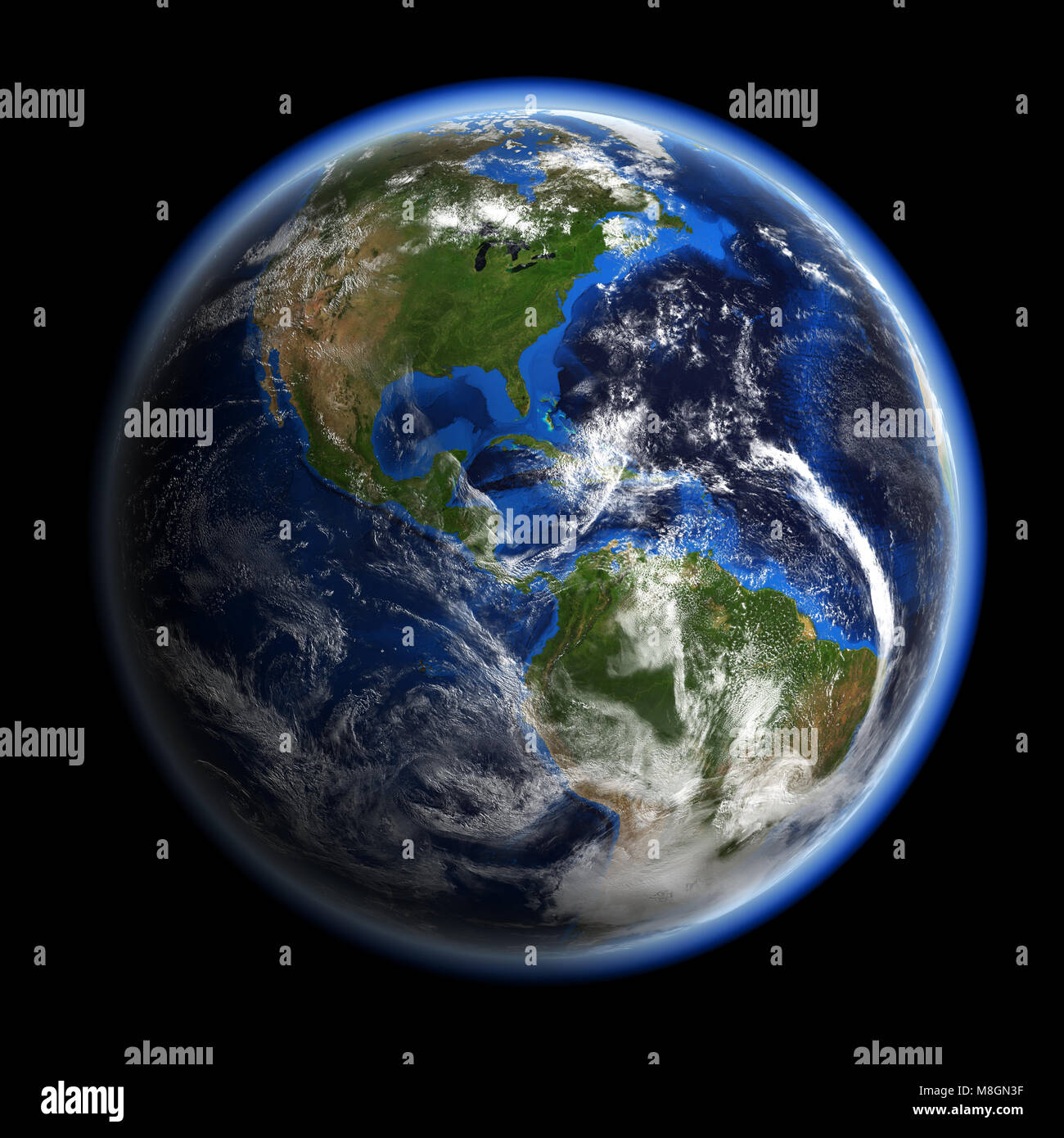 America sotto le nuvole del rendering 3D Foto Stock