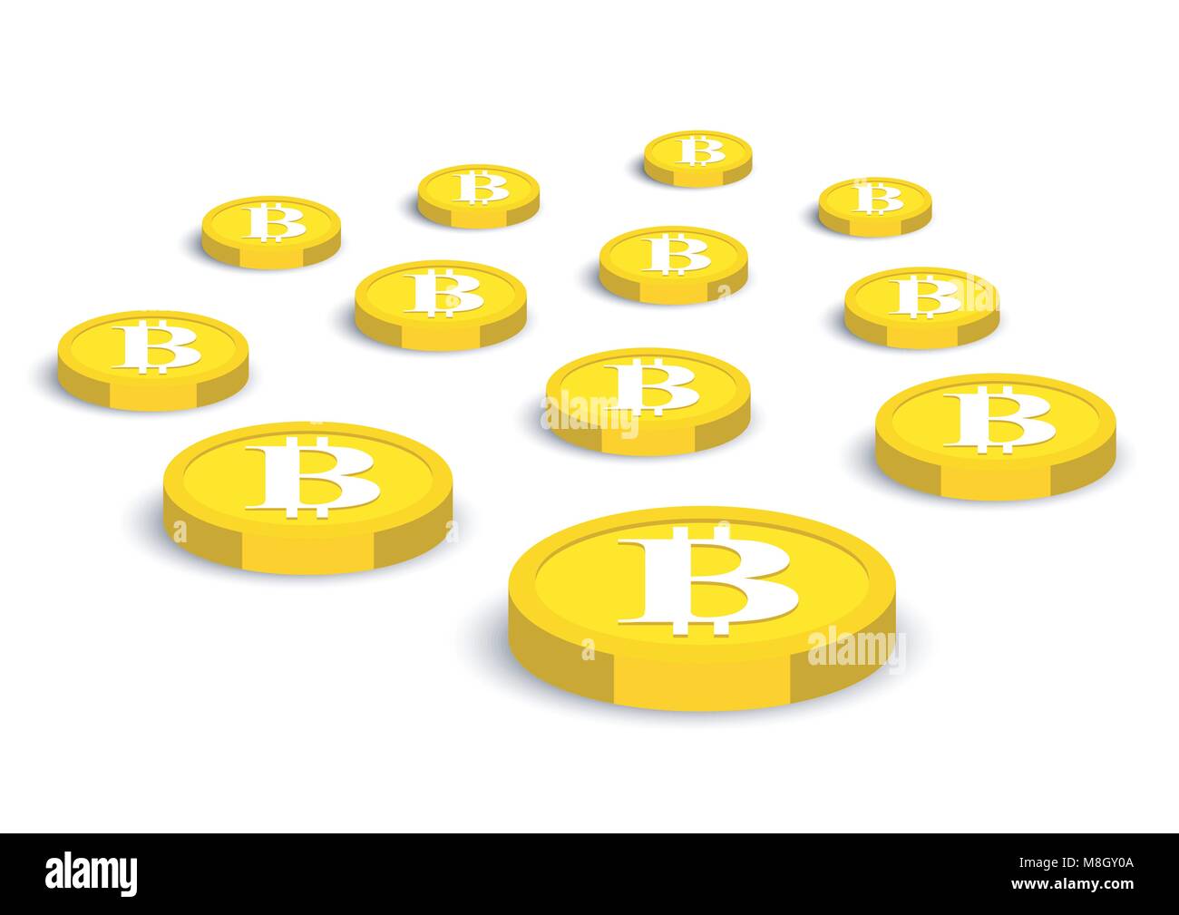 Vettore di design di illustrazione bitcoin sparsi sul pavimento Illustrazione Vettoriale