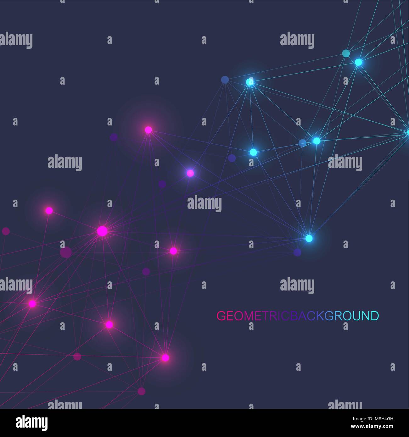 Astratta geometrica con vettore di linea collegato e punti. Rete globale di sfondo di collegamento. Senso tecnologico illustrazione astratta. Illustrazione Vettoriale