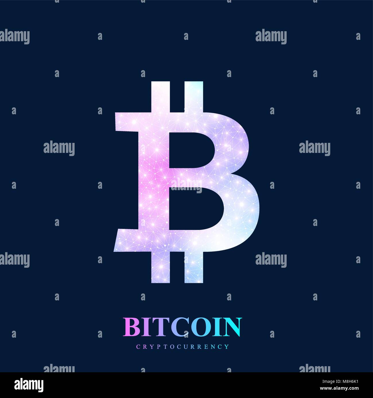 Bitcoin. Bit fisico moneta. Bitcoin valuta digitale moneta danno la finanza mondiale sistema. Cryptocurrency. Denaro virtuale. Mappa mondo punto dello sfondo. Illustrazione Vettoriale. Illustrazione Vettoriale