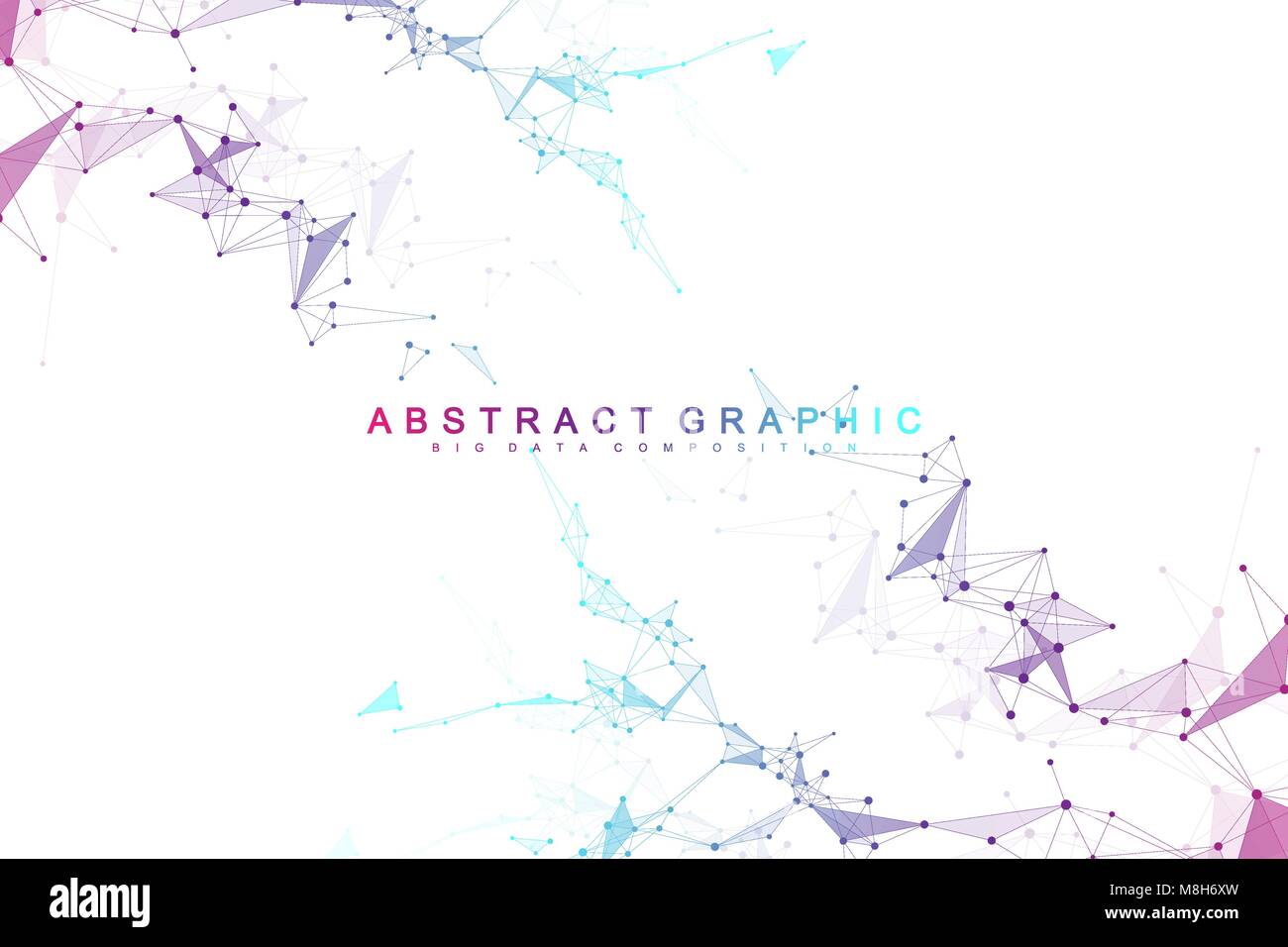Astratta geometrica con vettore di linea collegato e punti. Rete globale di sfondo di collegamento. Senso tecnologico illustrazione astratta. Illustrazione Vettoriale