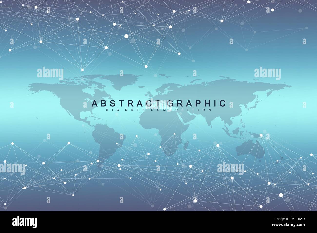 Astratta geometrica con vettore di linea collegato e punti. Rete globale di sfondo di collegamento. Senso tecnologico illustrazione astratta. Illustrazione Vettoriale
