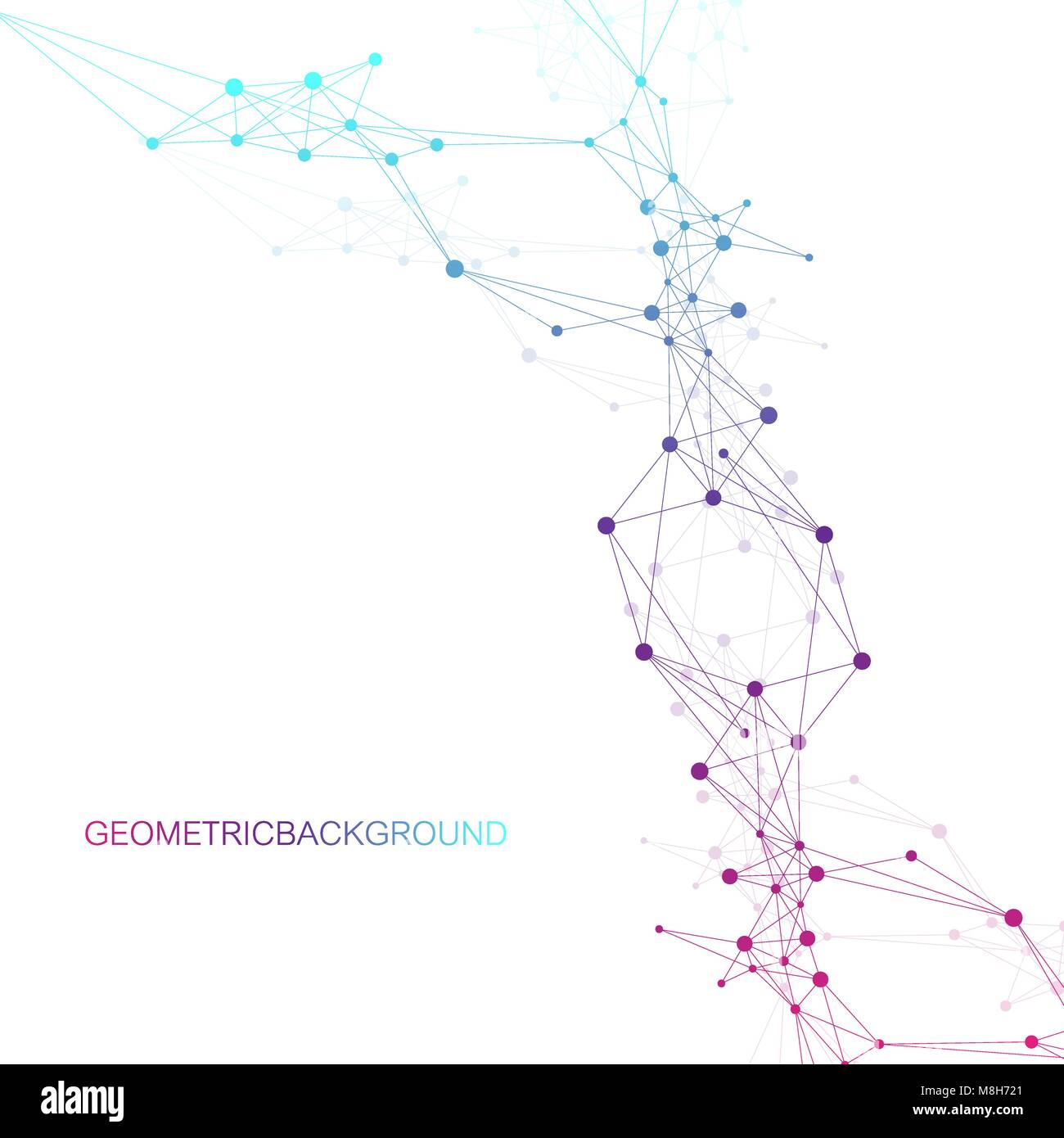 Astratta geometrica con vettore di linea collegato e punti. Rete globale di sfondo di collegamento. Senso tecnologico illustrazione astratta. Illustrazione Vettoriale