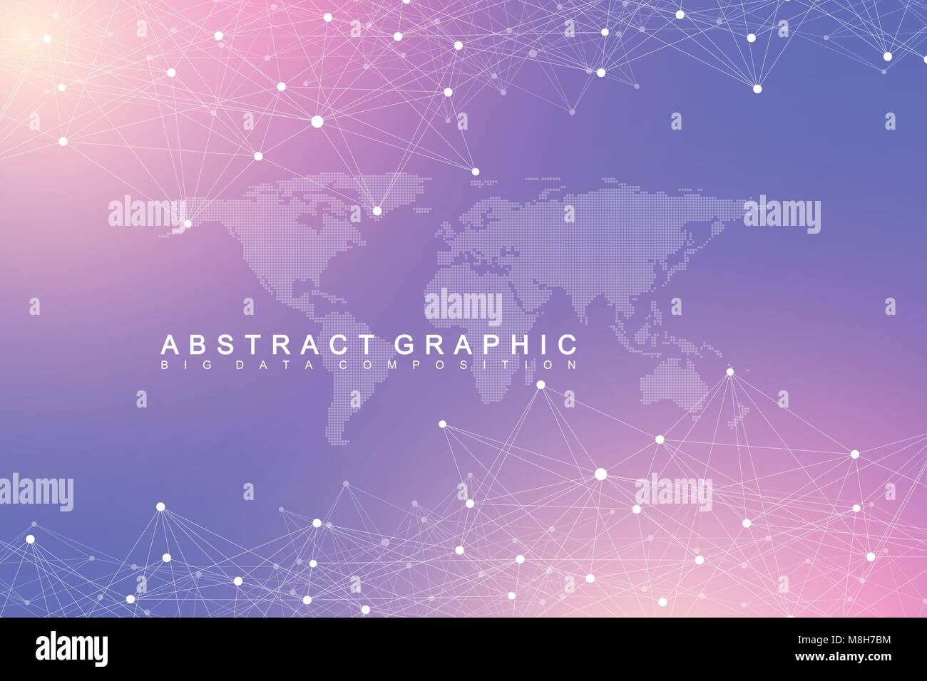 Astratta geometrica con vettore di linea collegato e punti. Rete globale di sfondo di collegamento. Senso tecnologico illustrazione astratta. Illustrazione Vettoriale