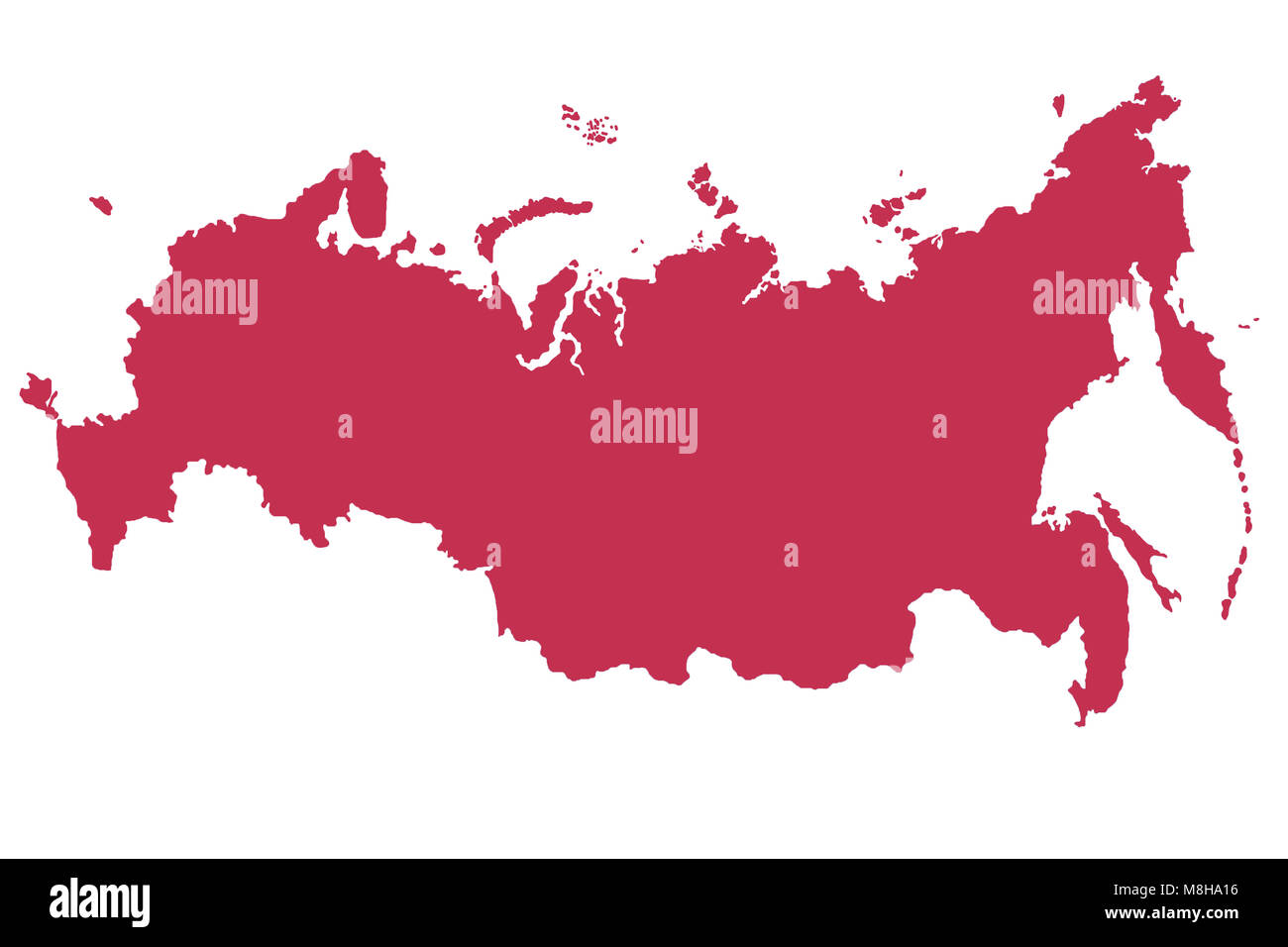 La Russia mappa colore rosso per isolare . Foto Stock