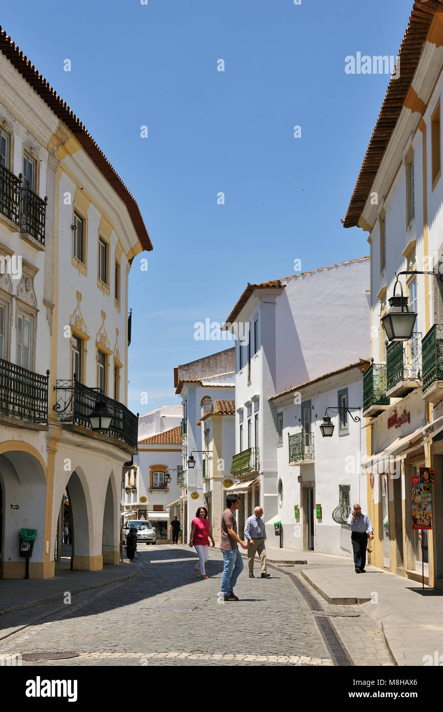 Centro storico di Évora, un sito Patrimonio Mondiale dell'Unesco. Portogallo Foto Stock
