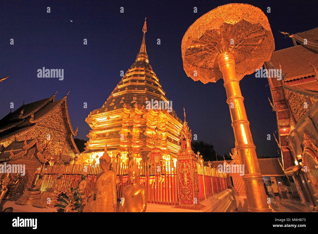 Thailandia Chiang Mai, Wat Phra That Doi Suthep, tempio buddista, Foto Stock