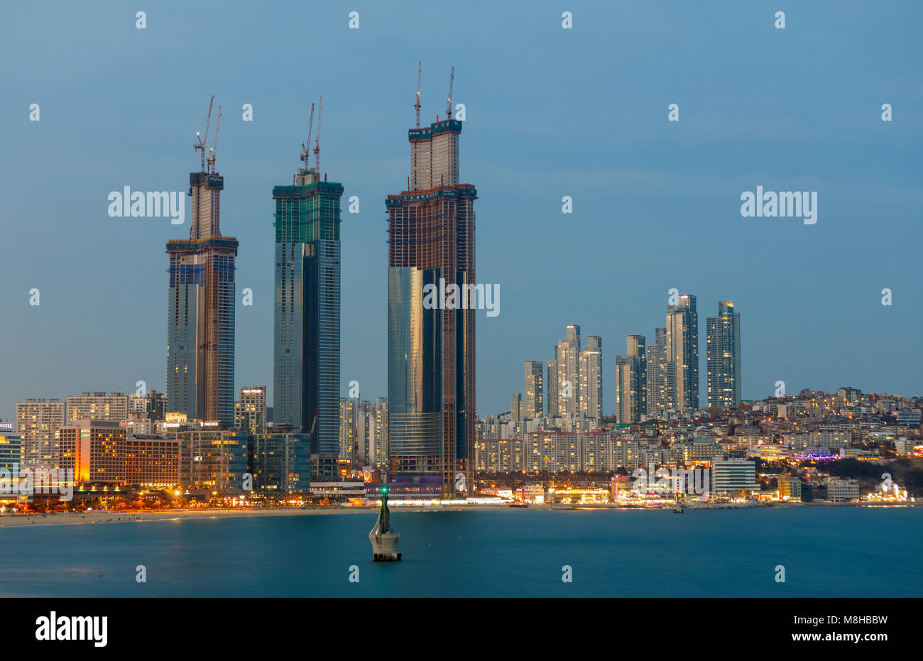 Busan, Corea del Sud - 14 Marzo 2018 : Skyline di Haeundae del distretto di Busan city Foto Stock