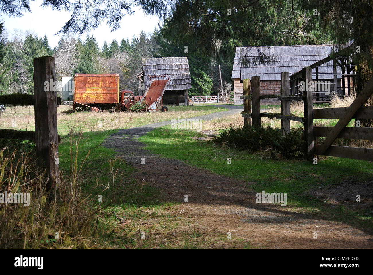 Kestner homestead sentiero percorso carrello edifici storici. Foto Stock