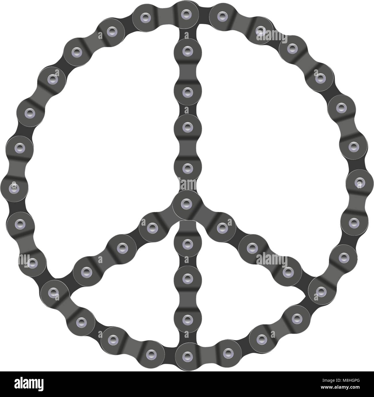 Vettore segno di pace fatta di bici o catena per bicicletta Illustrazione Vettoriale