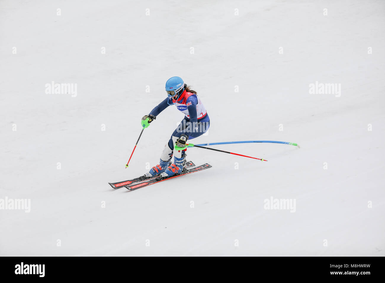 PyeongChang 18 marzo . Donna lo Slalom 1. Team GB - FITZPATRICK Menna, Guida: KEHOE Jennifer Credito: Marco Ciccolella/Alamy Live News Foto Stock