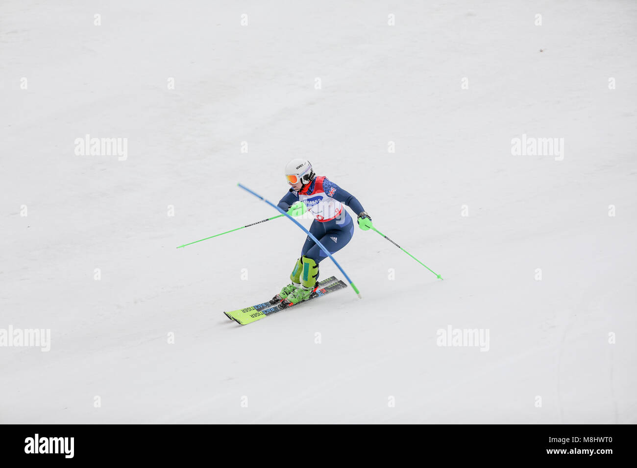 PyeongChang 18 marzo . Donna lo Slalom 1. Team GB - GALLAGHER Kelly, Guida: SMITH Gary Credito: Marco Ciccolella/Alamy Live News Foto Stock