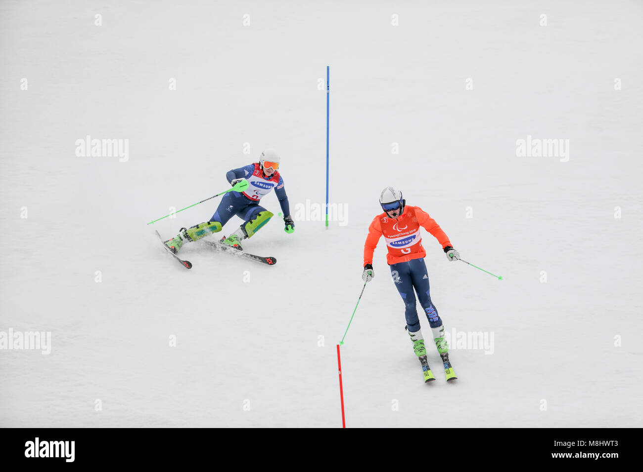 PyeongChang 18 marzo . Donna lo Slalom 1. Team GB - GALLAGHER Kelly, Guida: SMITH Gary Credito: Marco Ciccolella/Alamy Live News Foto Stock