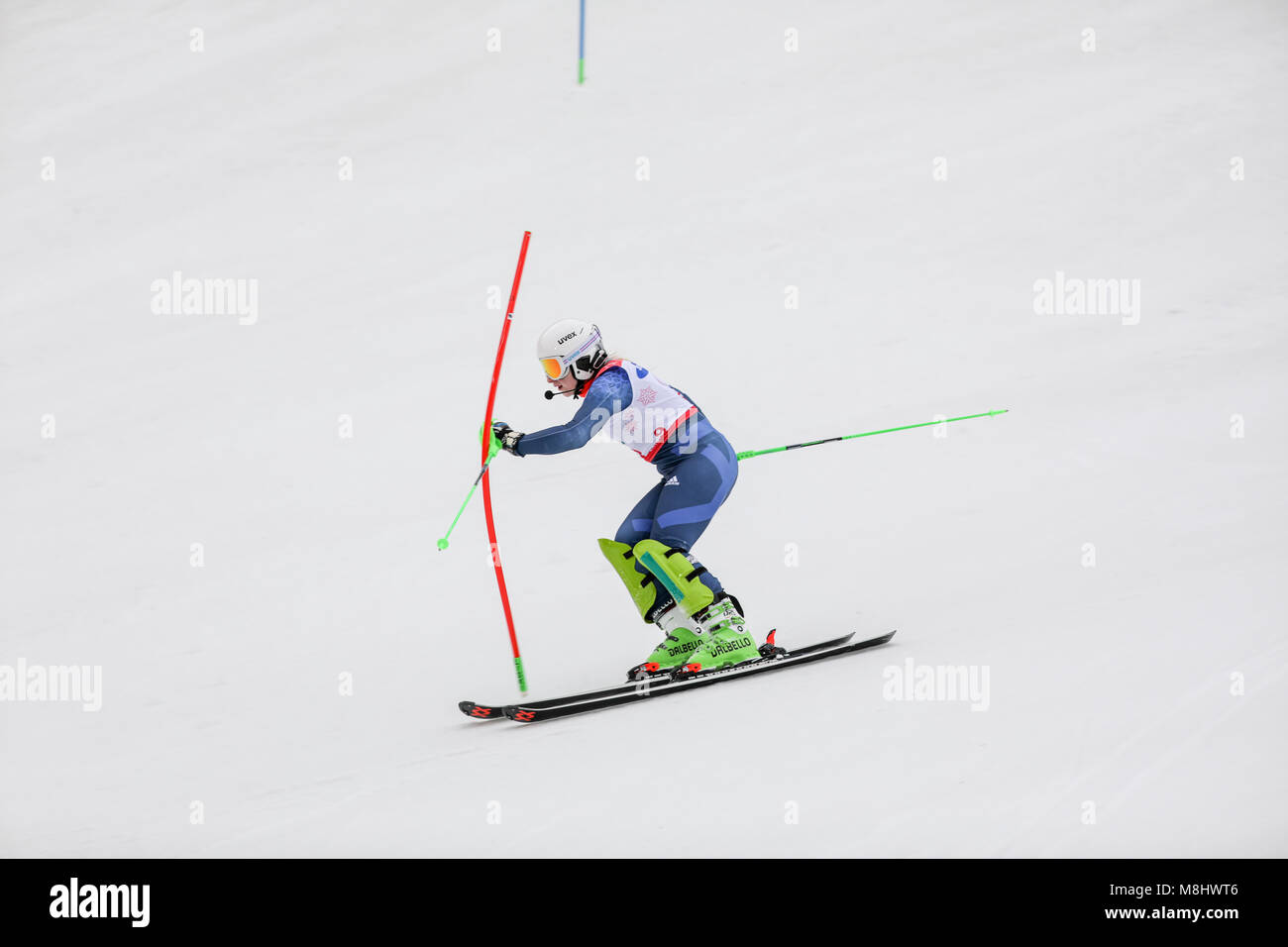 PyeongChang 18 marzo . Donna lo Slalom 1. Team GB - GALLAGHER Kelly, Guida: SMITH Gary Credito: Marco Ciccolella/Alamy Live News Foto Stock