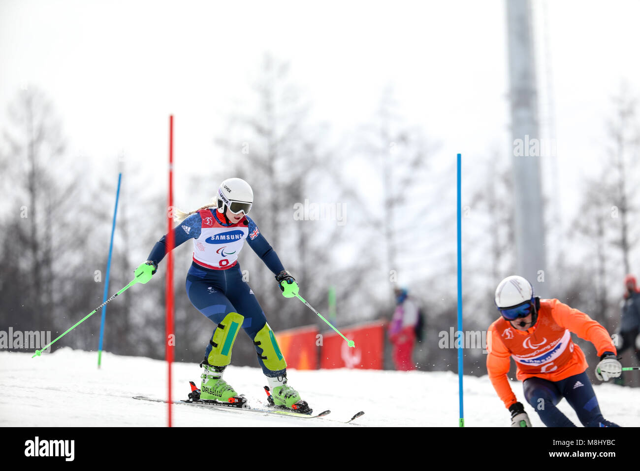 PyeongChang 18 marzo . Slalom speciale femminile. Team GB - GALLAGHER Kelly Guida: SMITH Gary Credito: Marco Ciccolella/Alamy Live News Foto Stock