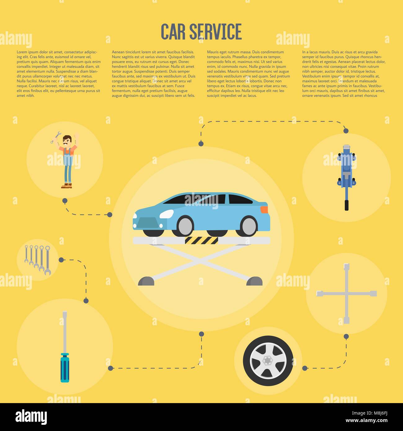 Auto shop infographics Illustrazione Vettoriale
