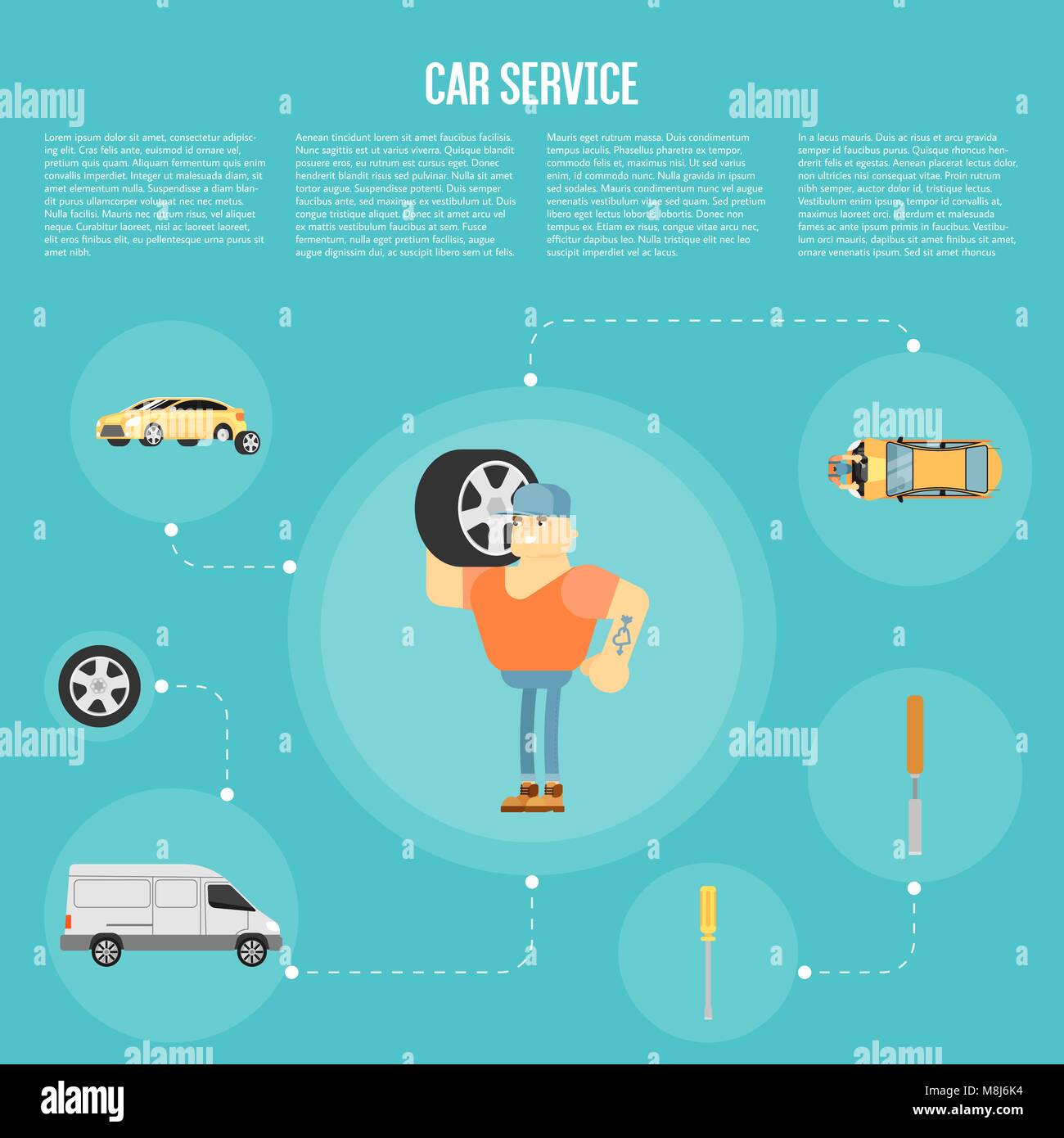 Auto shop infographics Illustrazione Vettoriale