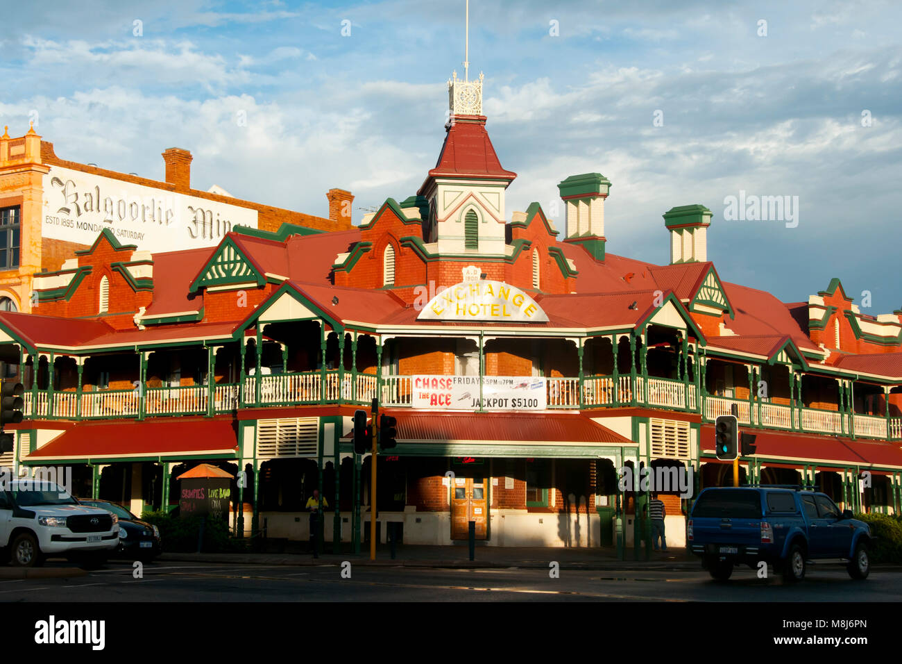 KALGOORLIE, Australia - 26 Febbraio 2018: lo scambio Hotel è un punto di riferimento storico costruito nel 1900 & elencati sul patrimonio dello Stato registrazione Foto Stock