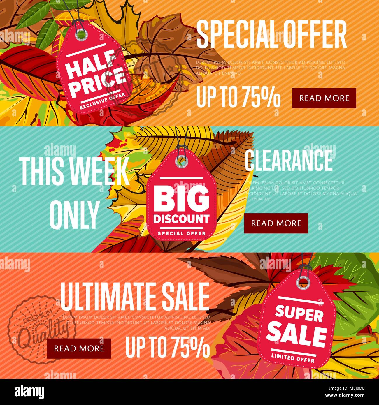 Stagionale autunno vendita modelli di sito web Illustrazione Vettoriale
