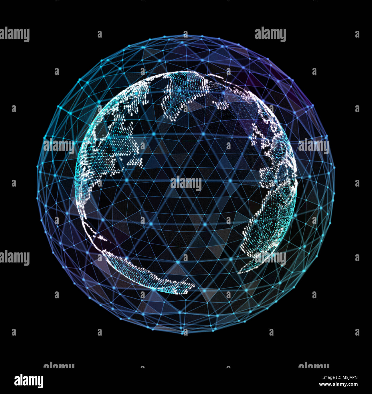 3d illustrazione dettagliata di virtual pianeta Terra. Tecnologia digital globe mondo. Foto Stock
