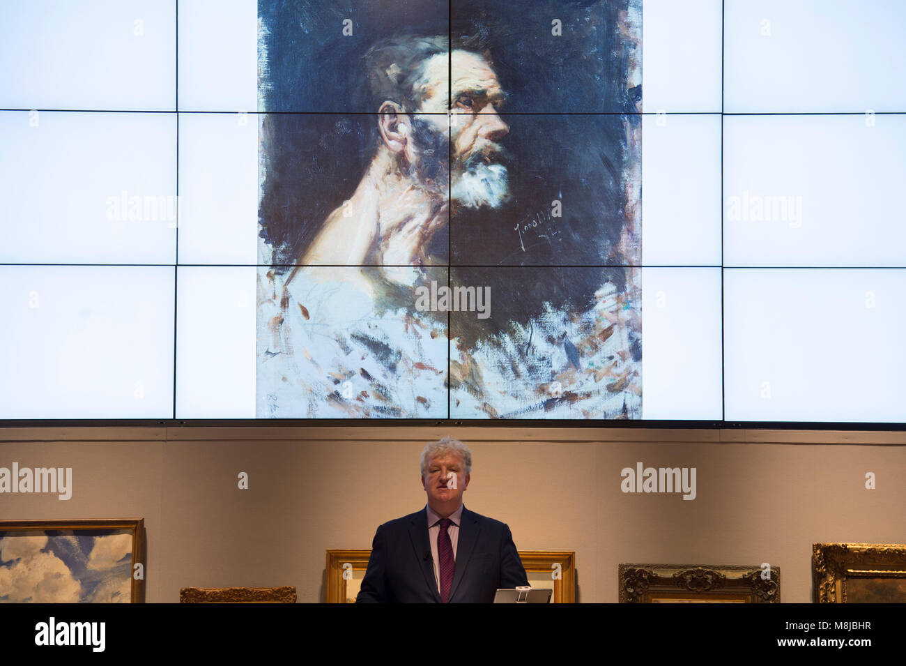 Il 14 marzo 2018. Il XIX secolo Europeo, Vittoriano e British arte impressionista vendita a Bonhams a Londra. Credito: Malcolm Park/Alamy Foto Stock